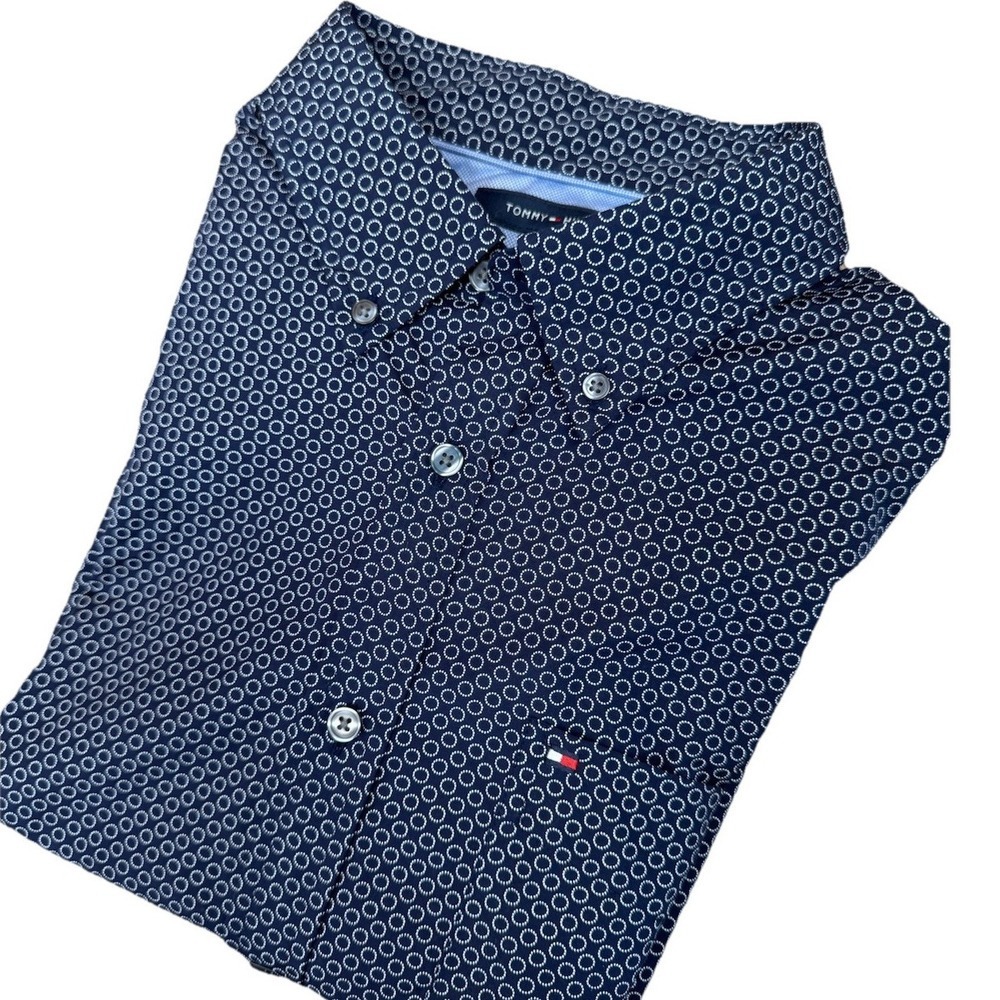 Tommy Hilfiger Button Down Shirt Dotted Pattern Long Sleeve L